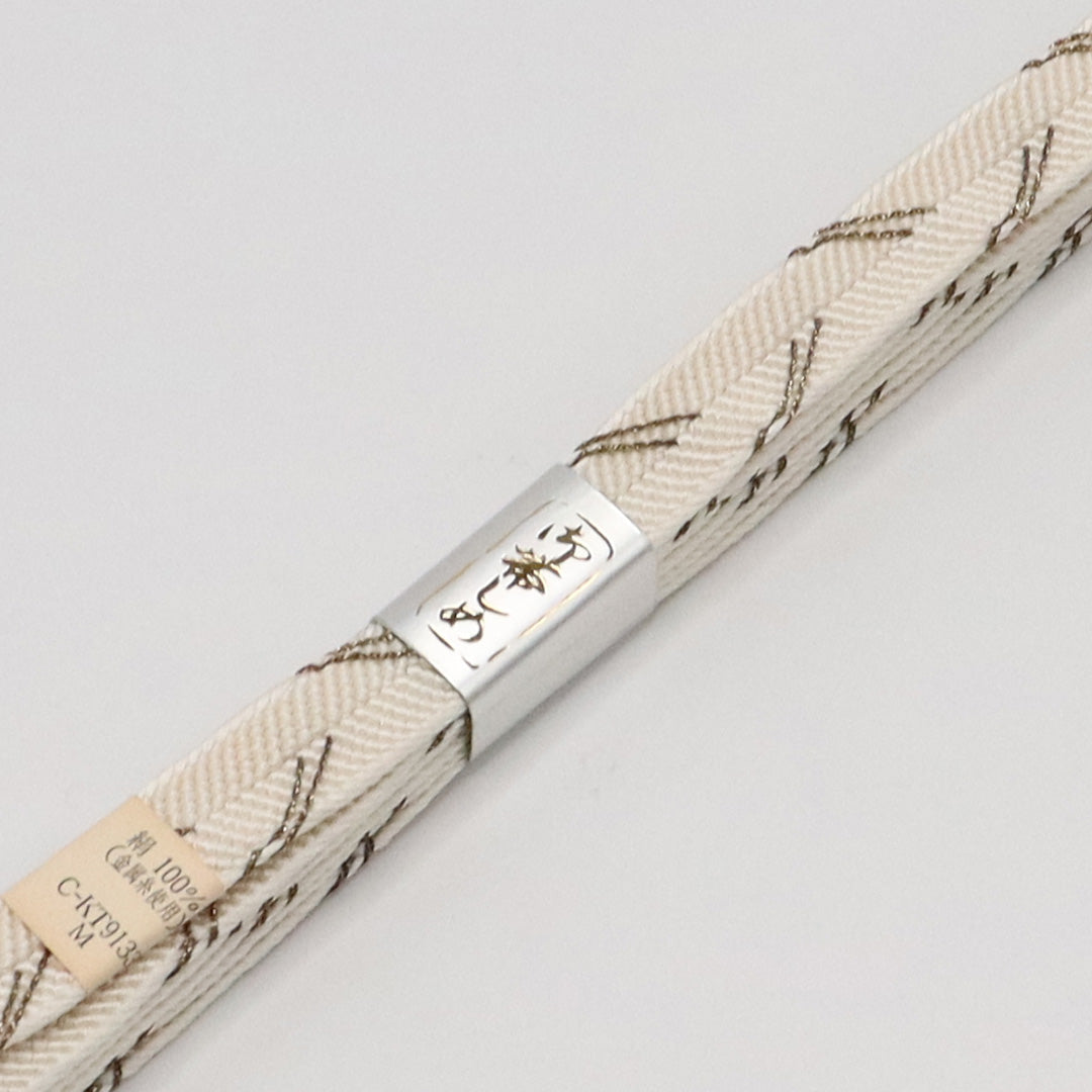 新古品 帯締め 留袖用 正絹 Nランク 平組紐 笹浪組 白系 金系 1236-01084