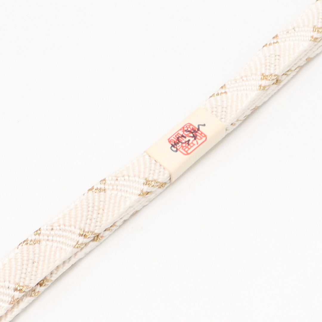 未使用品 留袖用 帯締め 平組紐 唐組 正絹 白系 金系 1251-01076
