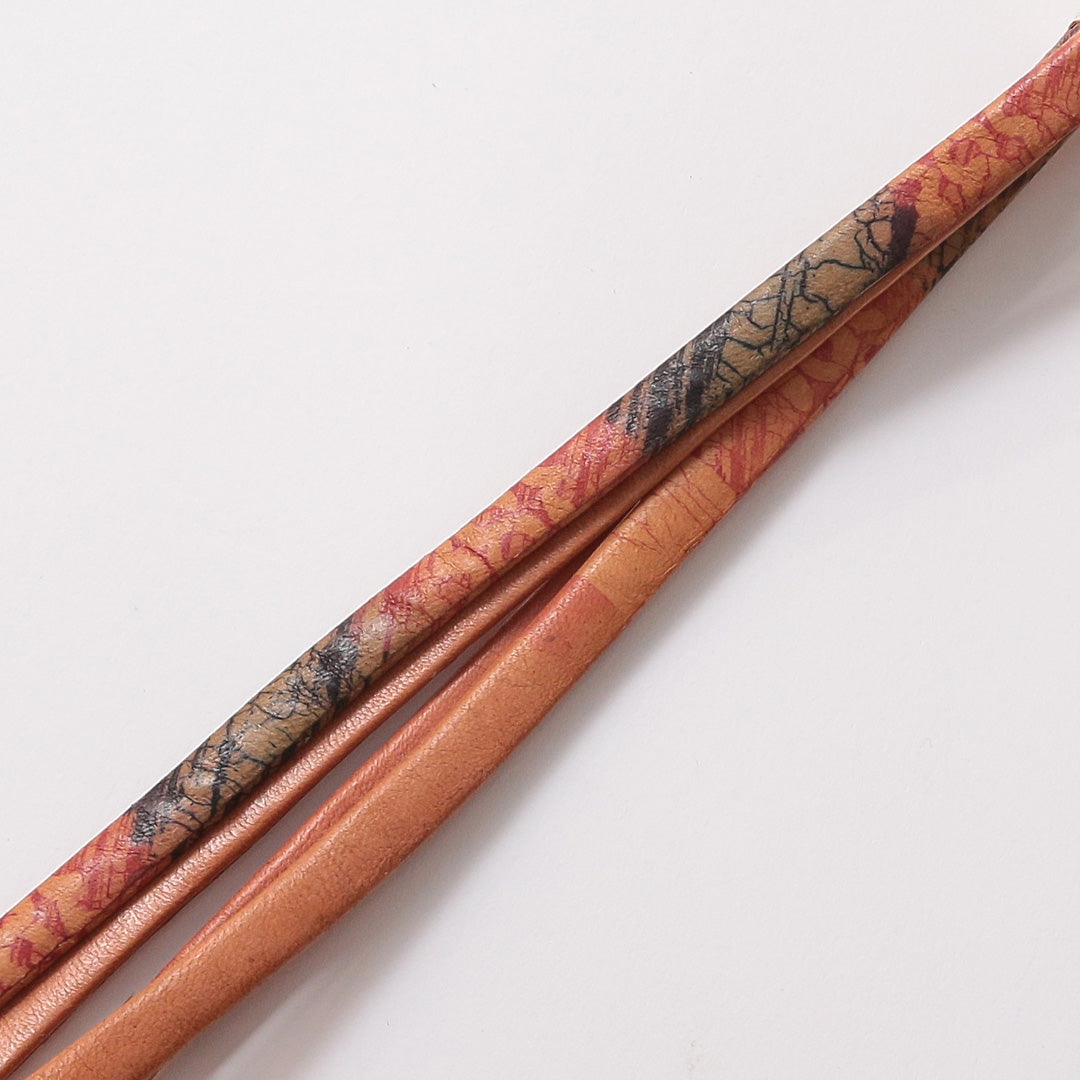 未使用品 帯締め 本革 Sランク 革紐 三分紐 茶系 1236-01410