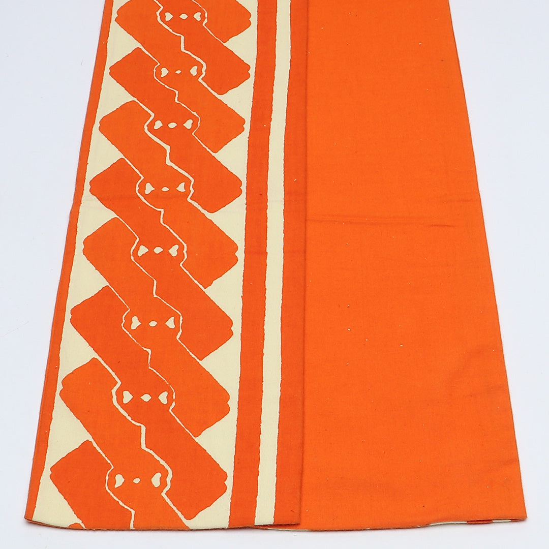 半幅帯 帯丈344cm Sランク カジュアル 全通 小袋帯 正絹 紬 織り 創作柄 朱系 1225-000563