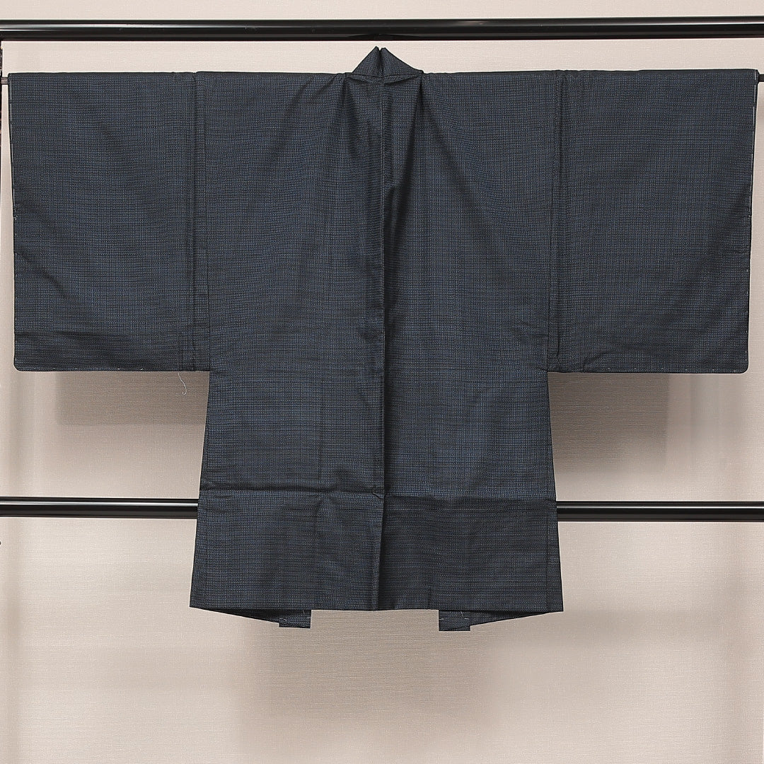 羽織 男性用 紺系 正絹 袷 亀甲 1235-17168 背面全体