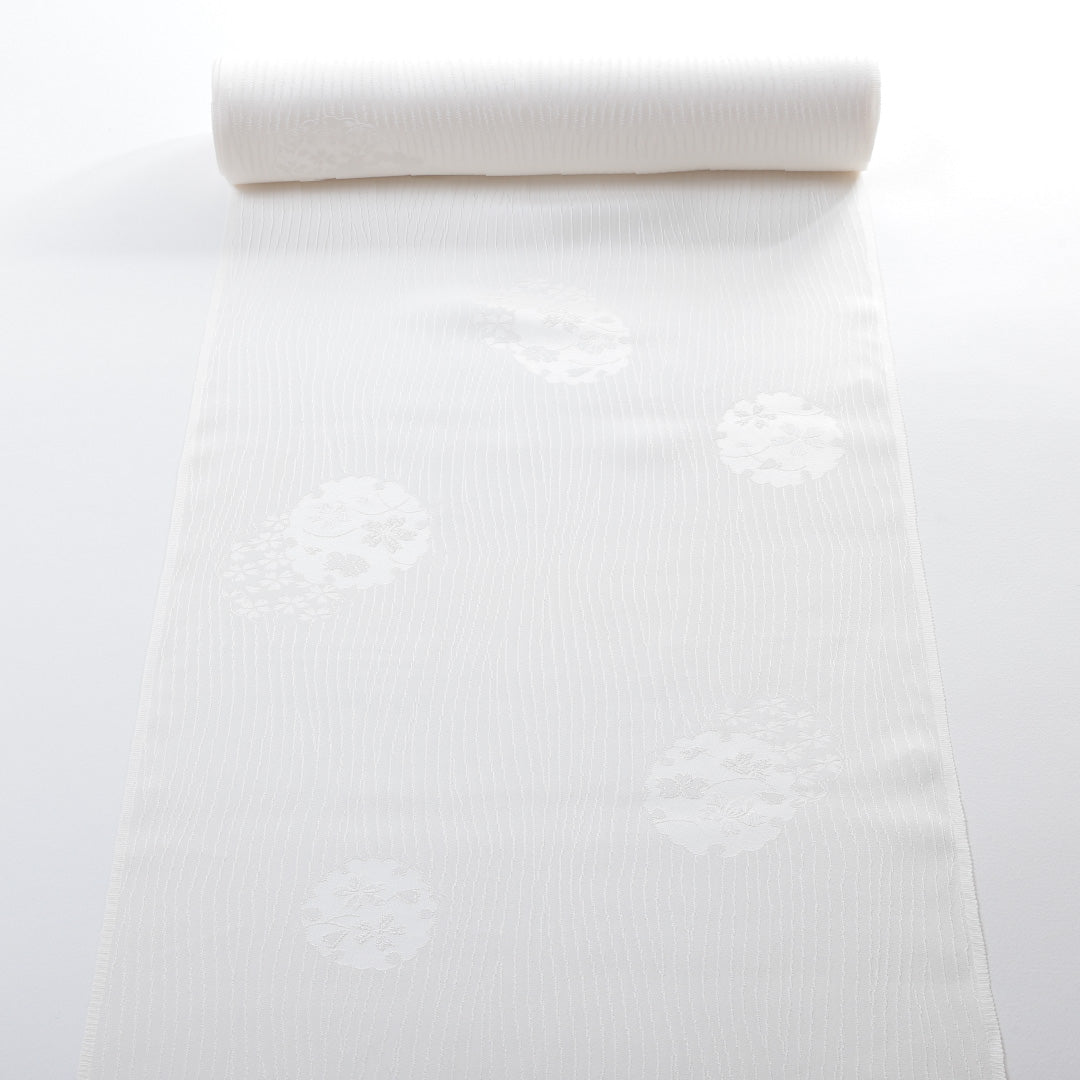 新品 反物 色無地 正絹 地紋起し 桜 証紙 白系 1232-00034-G052-11 1232-00034-G052