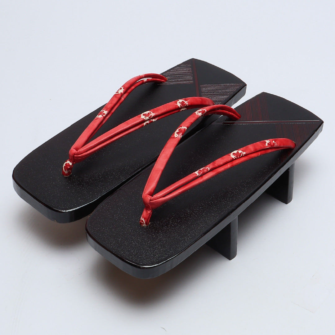 未使用品 夏物 下駄 カジュアル 木製 本革 Aランク 和装小物 黒系 1244-00710