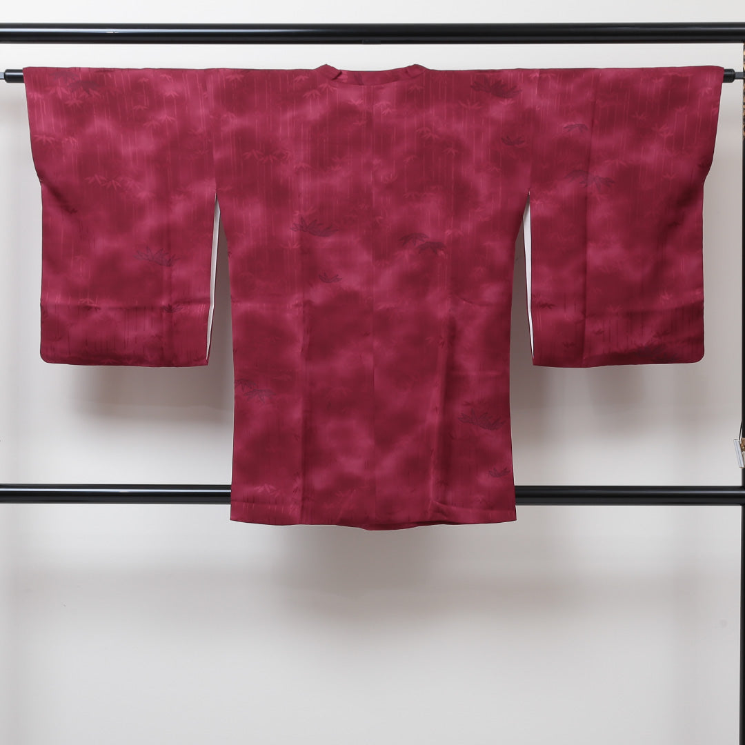 道行コート 身丈84cm 裄丈63cm 正絹 Sランク S 笹 赤系 1217-00387