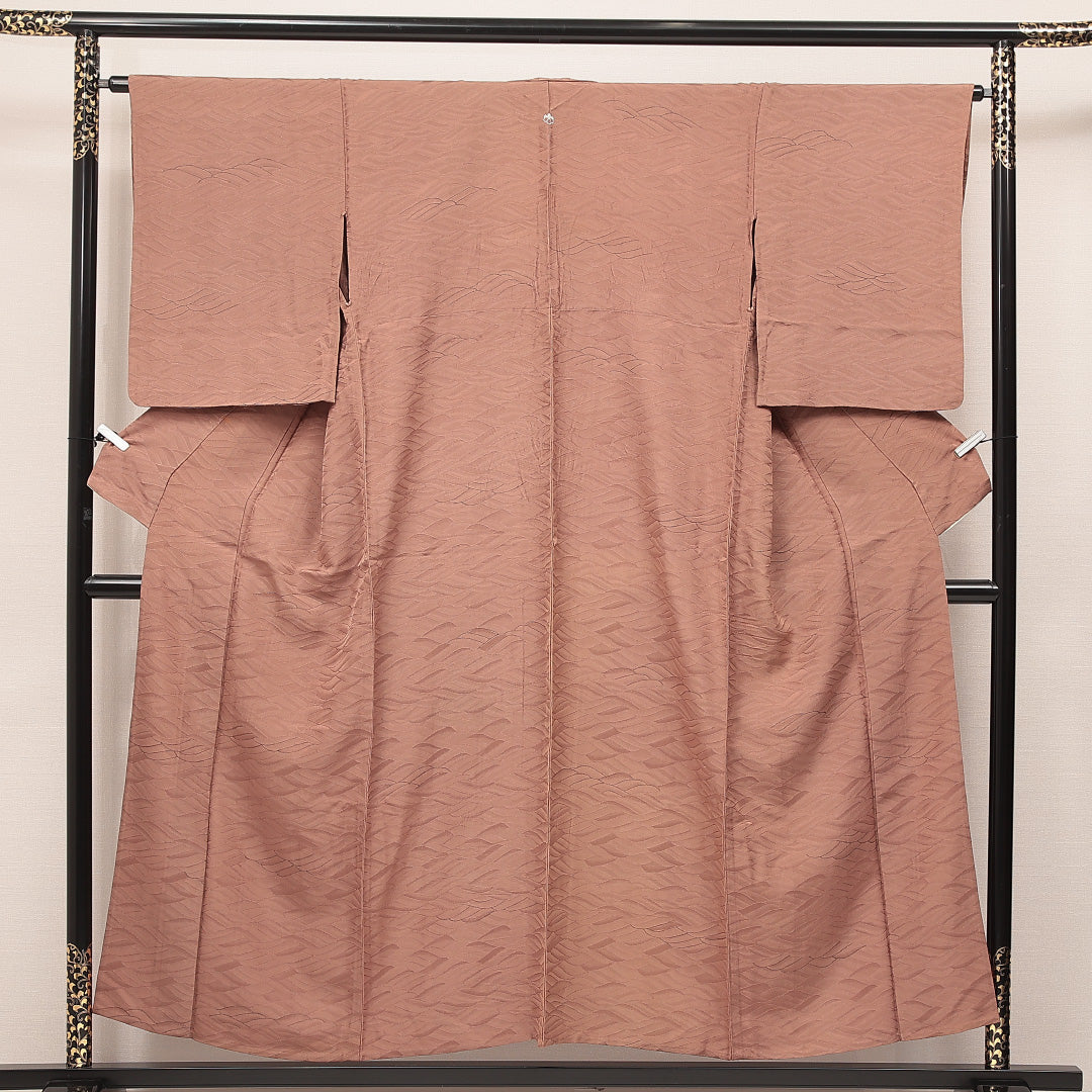 色無地 茶系 正絹 単衣 1219-17122 背面全体