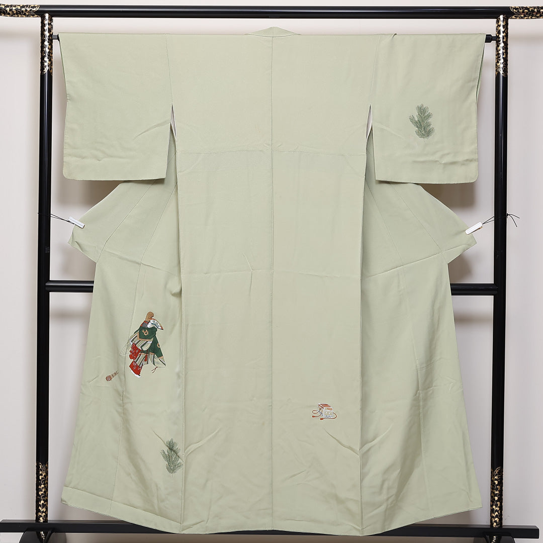 付下げ 袷 身丈155cm 裄64.5cm 正絹 能 人物 Cランク 1212-00740