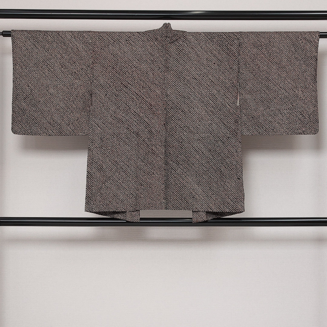 黒羽織 袷 身丈75cm 裄丈63cm 正絹 Cランク インフォーマル Sサイズ 紐あり 黒系 LP 1233-13887
