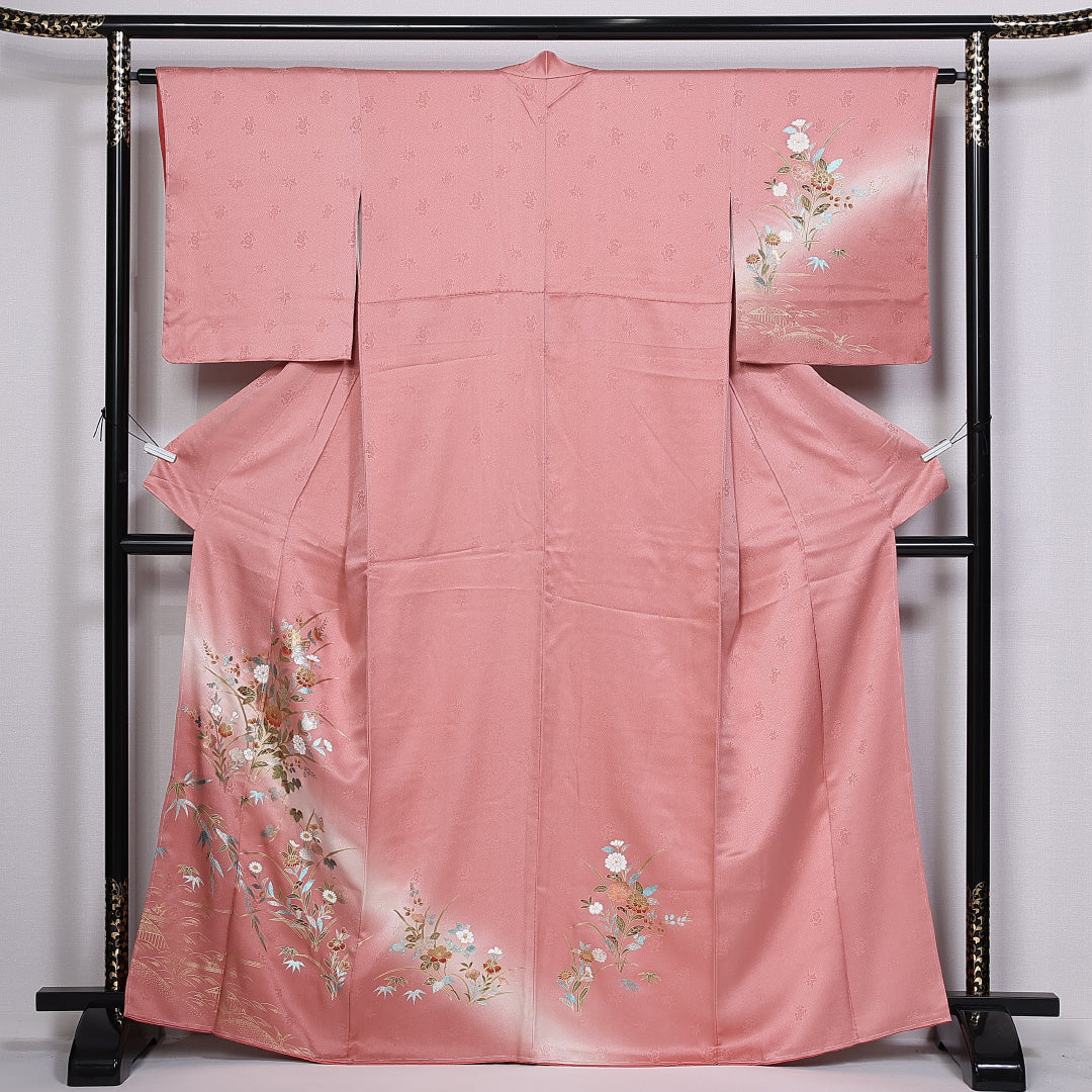 訪問着 身丈164cm 裄丈62.5cm 正絹 Sランク 袷 広衿 蝶 橘 菊 紋意匠 金彩 1212-10364