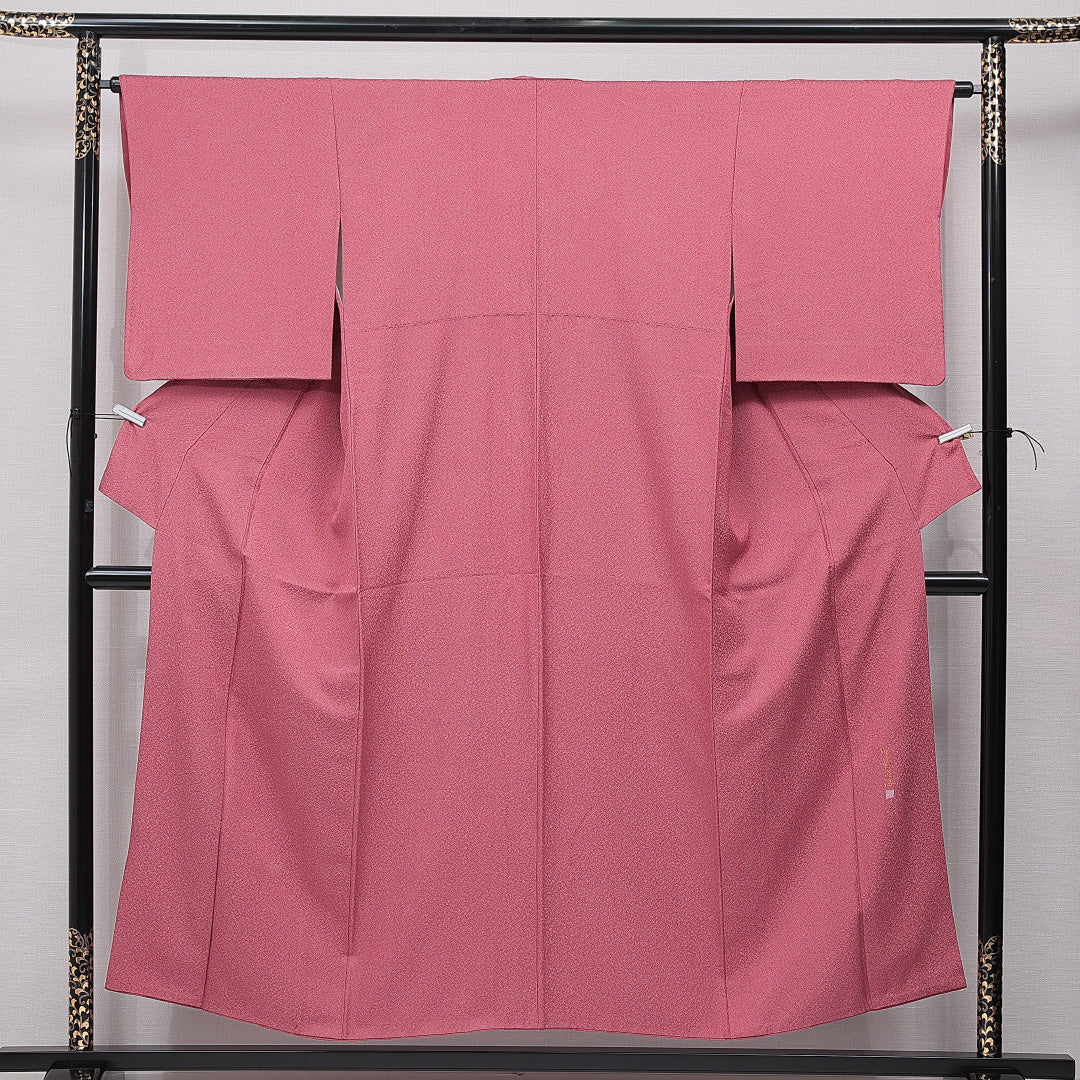 江戸小紋(鮫) 袷 身丈152cm 裄丈63cm 正絹 Cランク Sサイズ 広衿 インフォーマル 落款 ピンク系 1262-15634