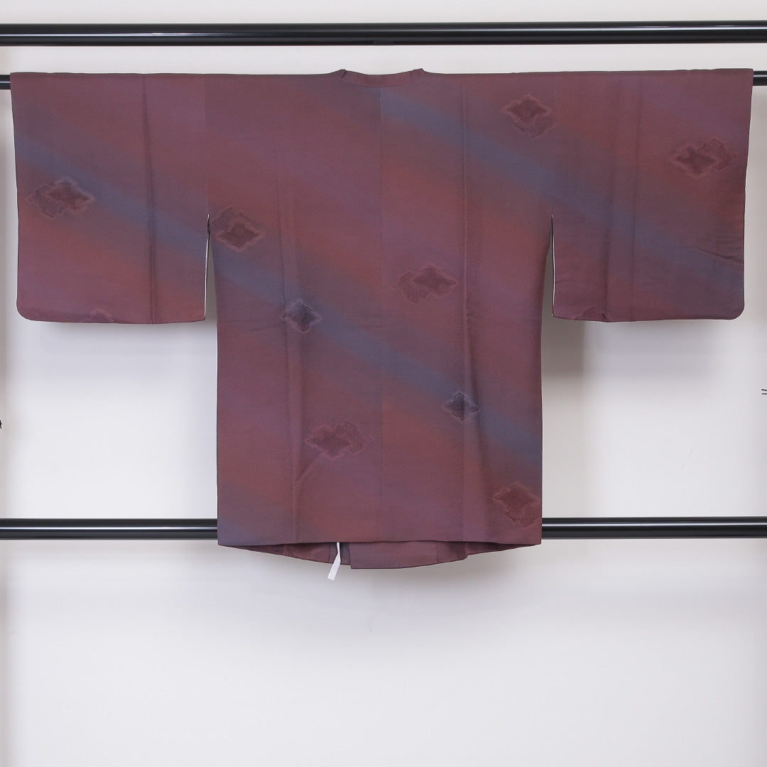 道行コート 袷 身丈82cm 裄丈63cm 正絹 Sランク セミフォーマル Sサイズ ぼかし染 証紙 松皮菱 紫系 RP 1237-05963