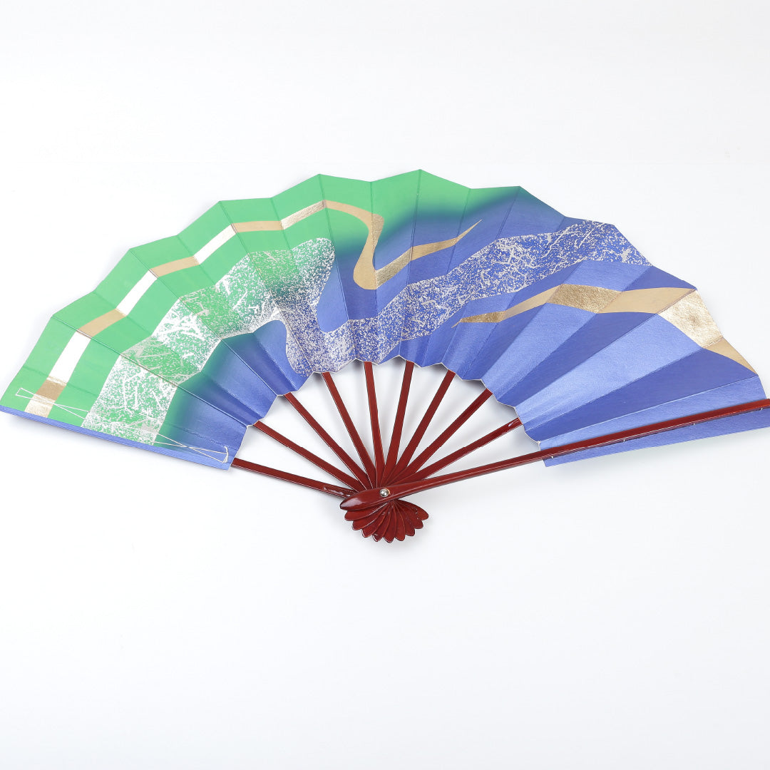 扇子 和装小物 Aランク 竹 舞踊 舞扇子 金箔 和紙 青系 両面同柄 1221-00067