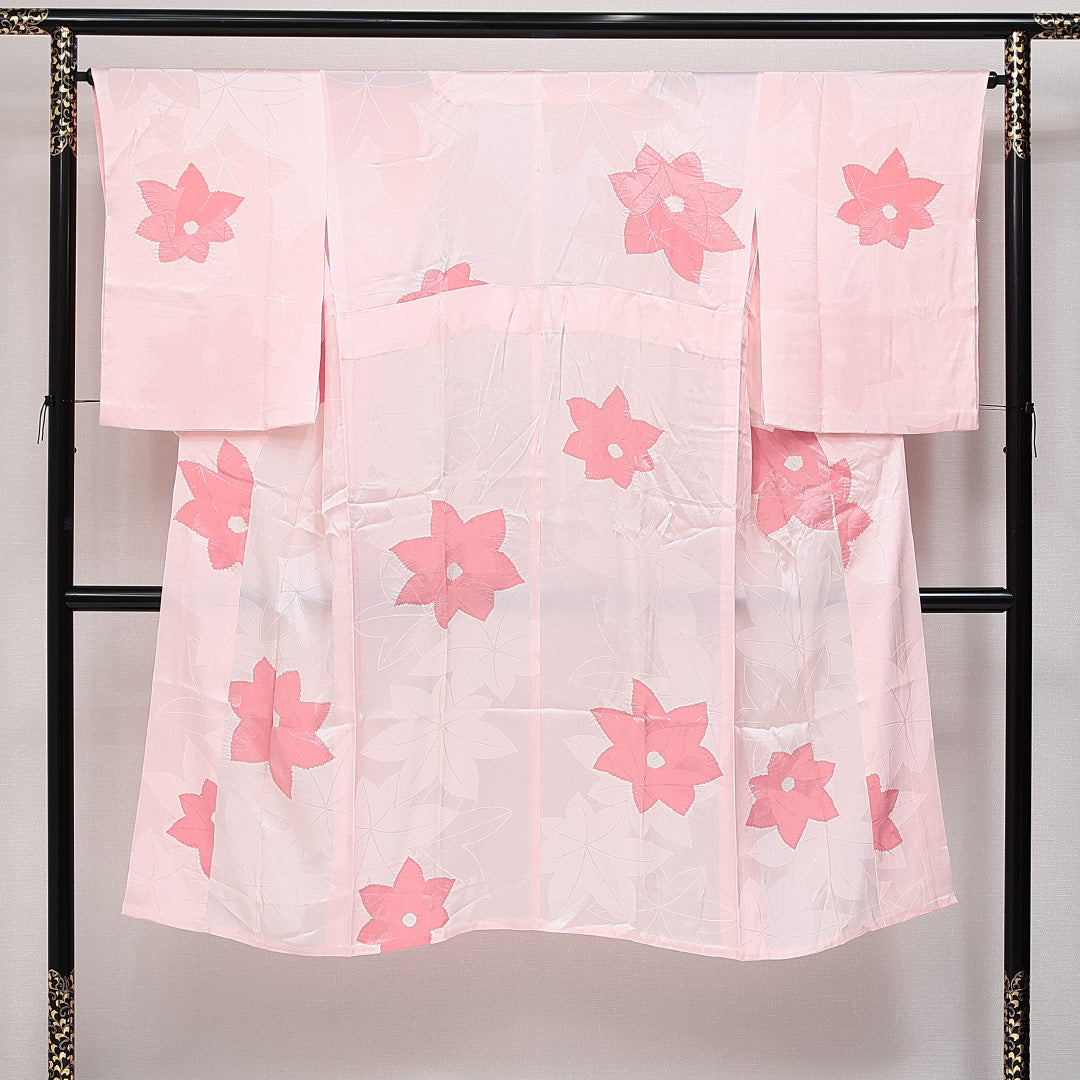 長襦袢 無双袖 身丈130cm 裄丈67cm 正絹 Aランク Lサイズ 花柄 ピンク系 HP 1239-14560