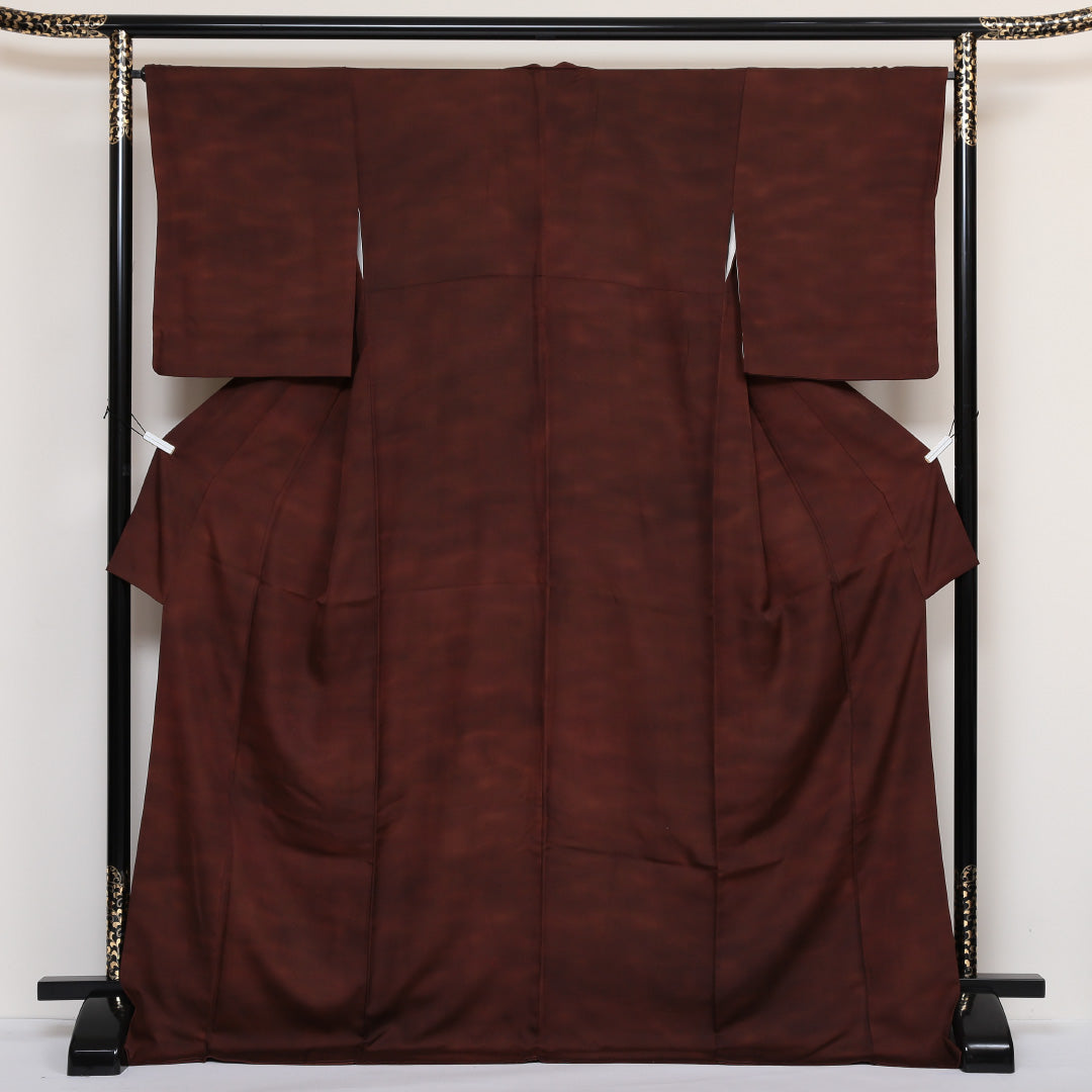 色無地 袷 身丈176cm 裄67cm 正絹 茶系 Bランク ぼかし 1214-00338-4714