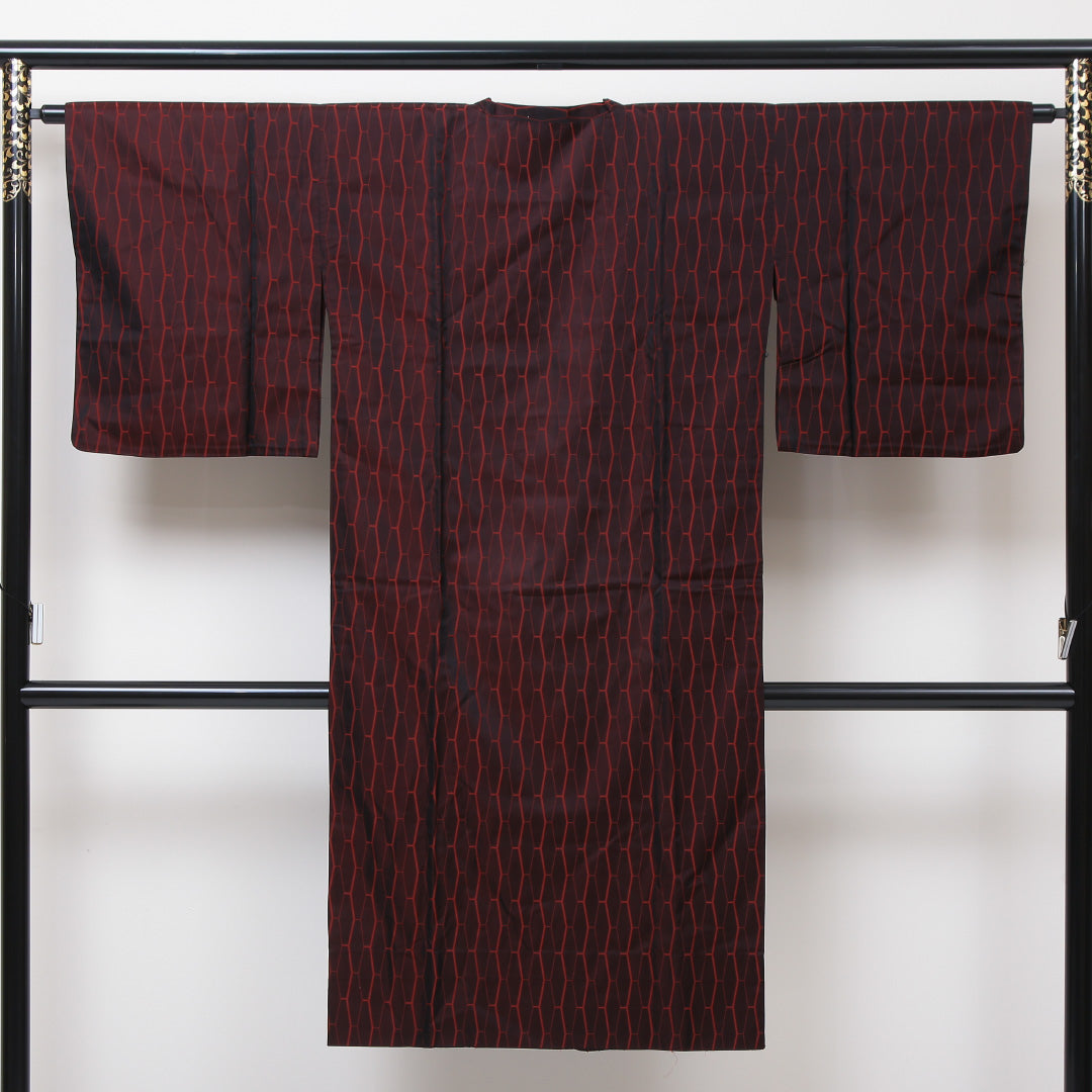 道行コート 身丈124.5cm 裄丈64cm 雨コート 洗える着物 ポリエステル Aランク M 黒系 1217-00307