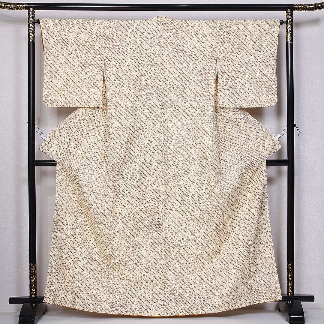 付下げ 身丈164cm 裄丈64.5cm L ポリエステル Sランク 袷 洗える着物 広衿 幾何学 1261-10821