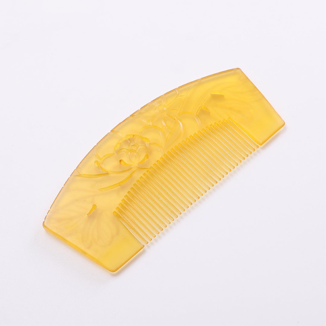 飾り櫛 髪飾り Aランク アクリル樹脂 白甲風 櫛 アンティーク 黄系  