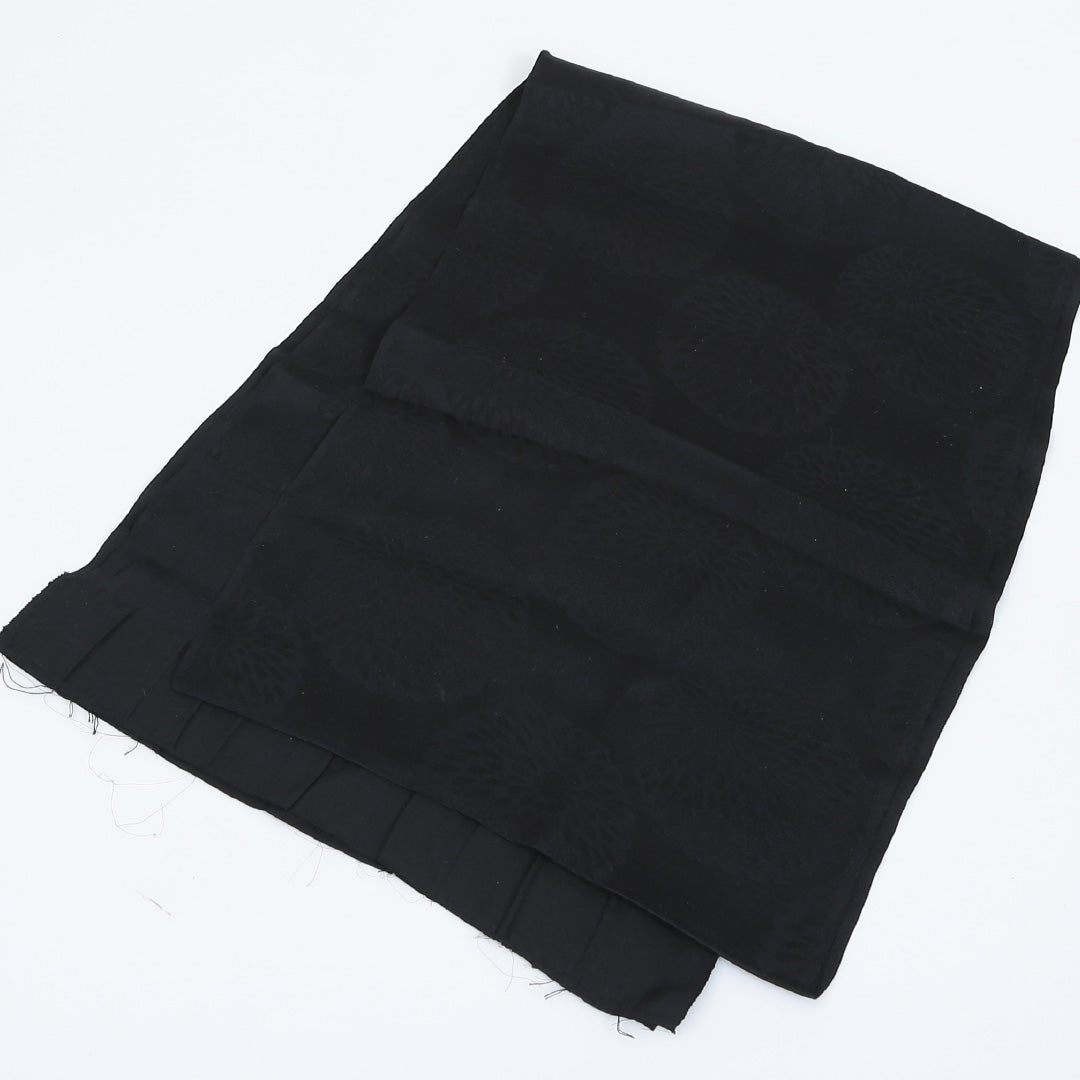 帯揚げ 綸子 黒系 礼装用 喪服用 Sランク 正絹 和装小物 帯小物 1230000050210