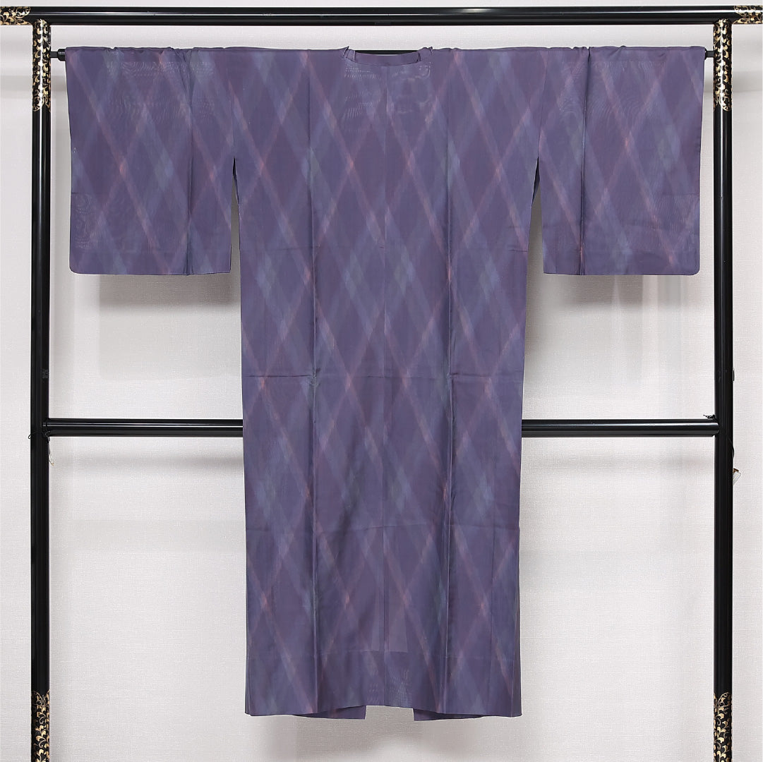 夏物 道行コート 紗 身丈137cm 裄丈66cm 正絹 Sランク セミフォーマル Mサイズ 菱 紫系 RP 1237-13409