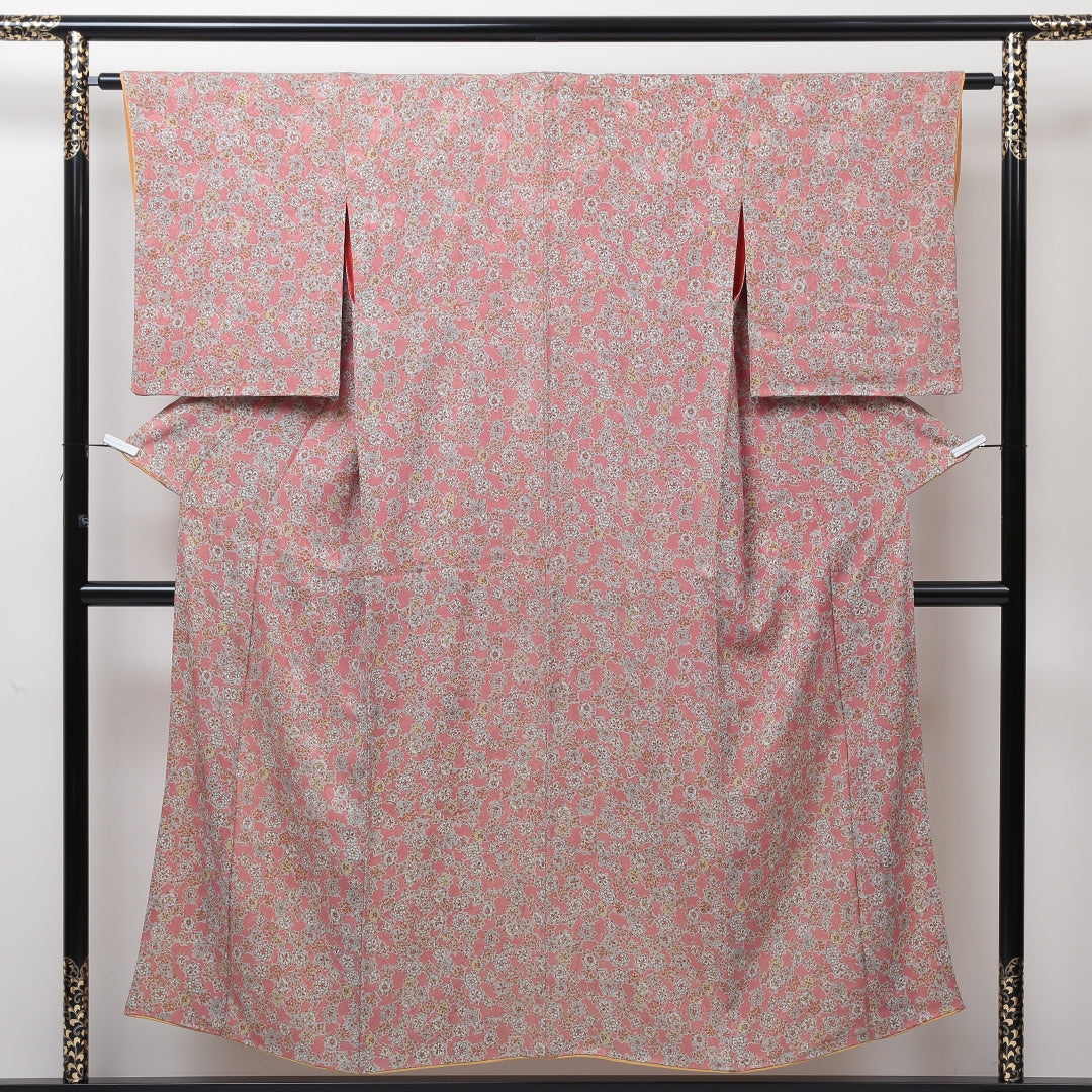 アンティーク 小紋 袷 身丈150cm 裄63cm ピンク系 正絹 Aランク 1215013263213