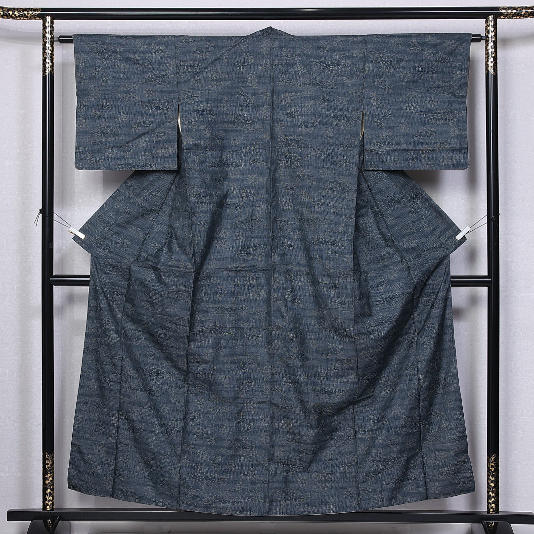 大島紬 身丈155cm 裄丈62.5cm M 正絹 Bランク 袷 バチ衿 紬 創作 1216-10876