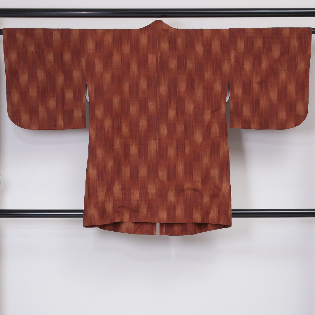 道中着 袷 身丈83cm 裄65cm 正絹 Sランク 紬 朱系 1217-00439