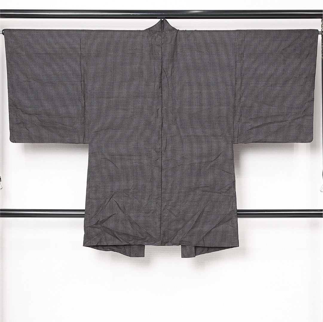 羽織 男性用 袷 身丈93cm 裄丈66cm 正絹 Cランク カジュアル Sサイズ 格子絣 グレー系 LP 1235-13081