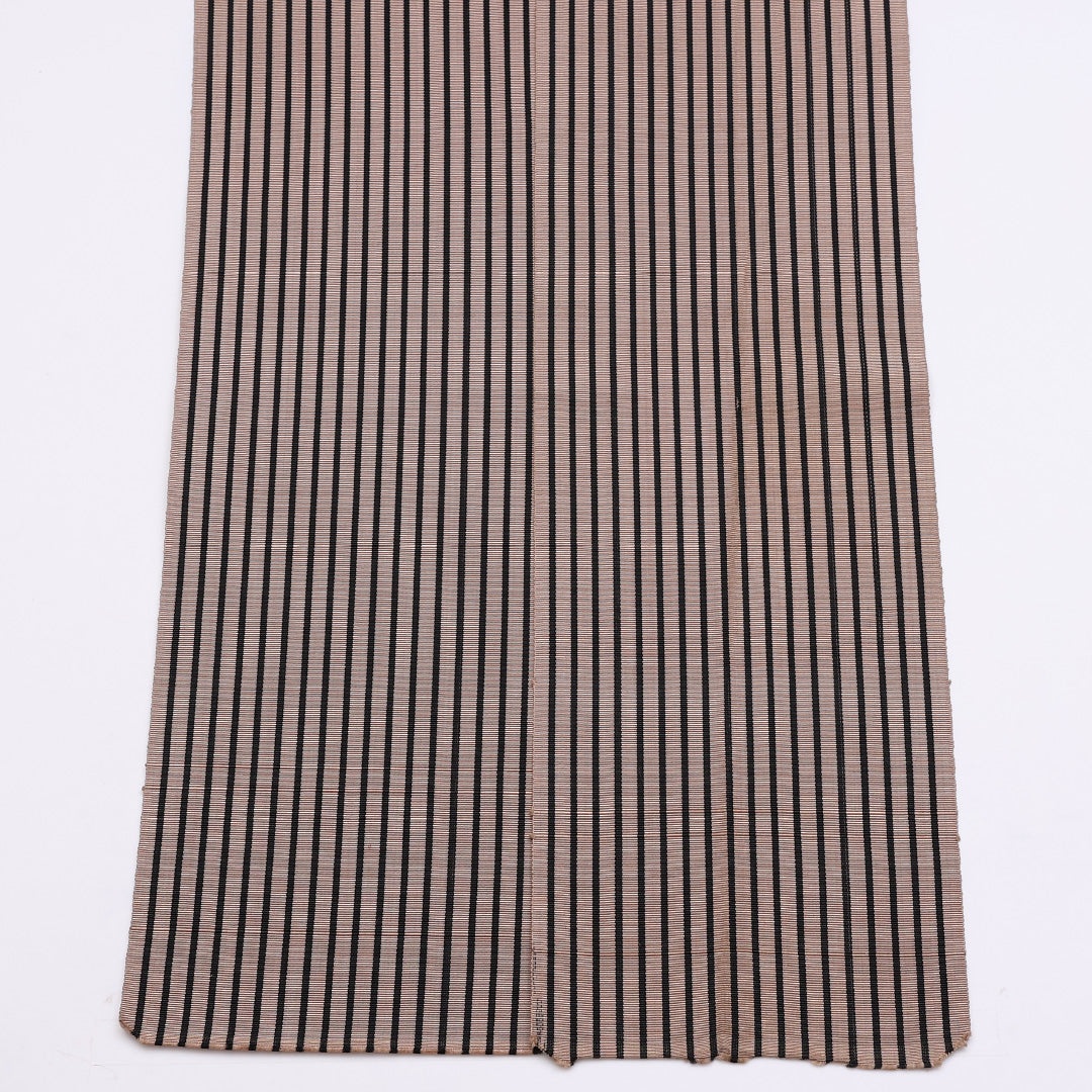 半幅帯 帯丈308cm 全通 単衣帯 縞 正絹 ベージュ系 Bランク 1225-000321