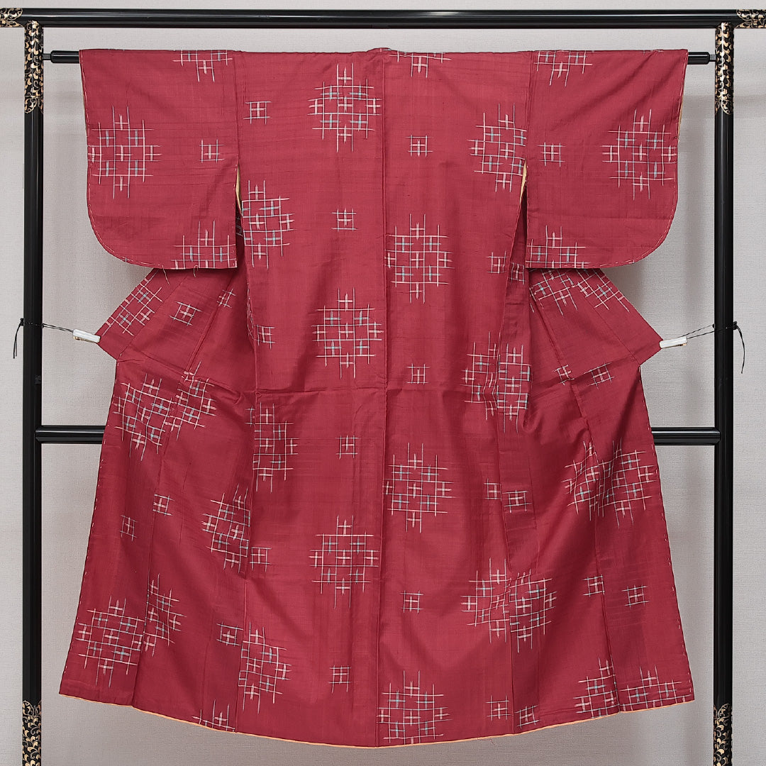 アンティーク 紬】 袷 銘仙 身丈143cm 裄丈61cm Bランク 正絹 バチ衿