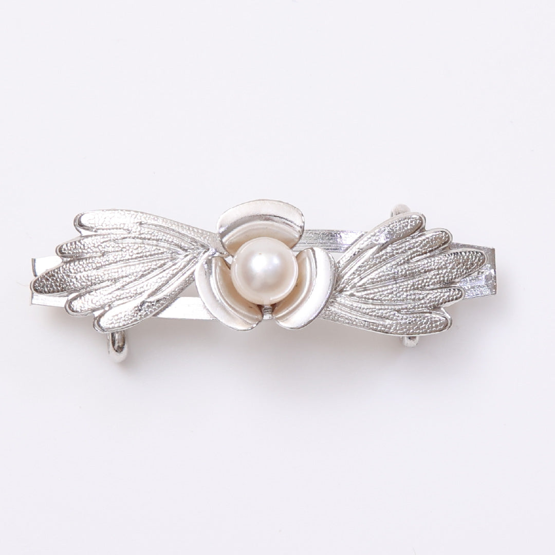 帯留め シルバー パール 横幅5.1cm 長さ1.4cm 銀系 Sランク 1231-000170