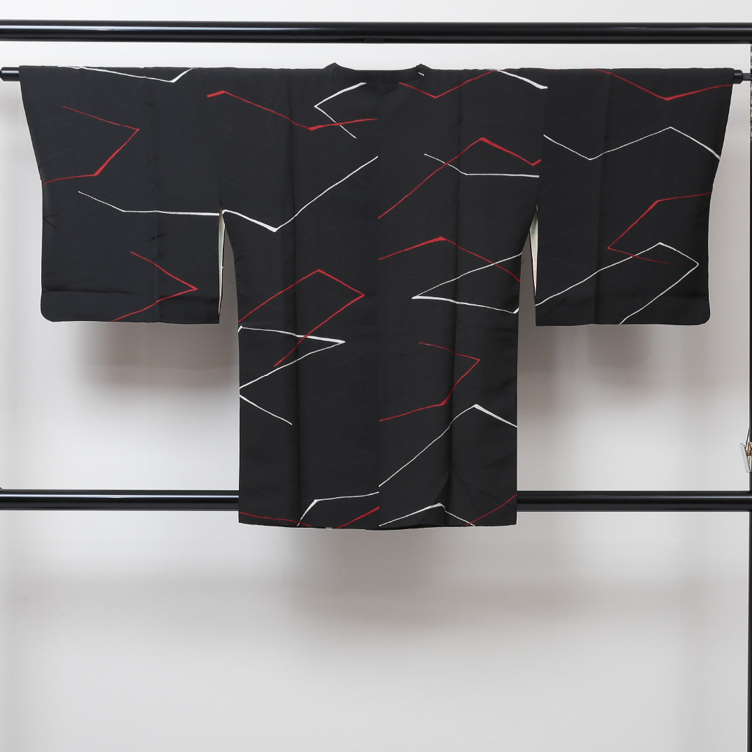 道行コート 身丈83cm 裄丈63cm 正絹 Sランク S 黒系 1217-00394