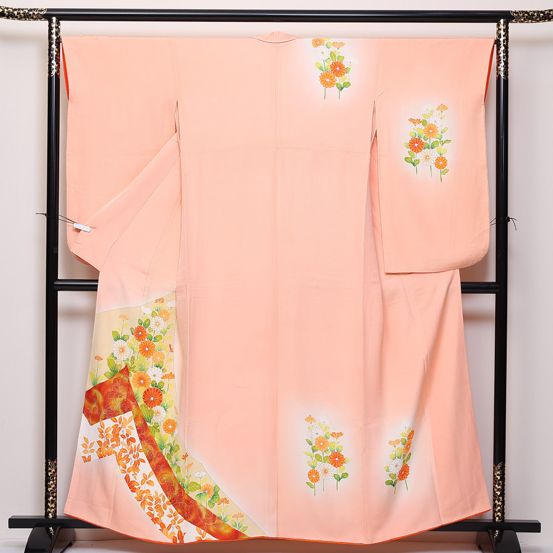 小振袖 身丈159cm 裄丈67cm Bランク 袷 正絹 広衿 熨斗 菊 1213-F0072