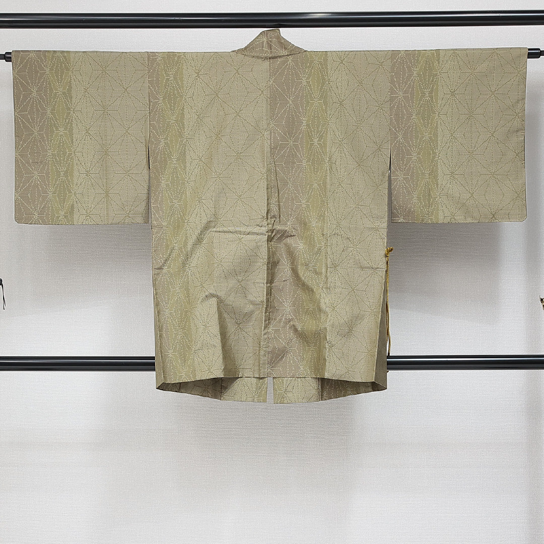 道中着 袷 身丈85cm 裄丈63cm 正絹 Sランク セミフォーマル Sサイズ 麻の葉 緑系 RP 1236-14665
