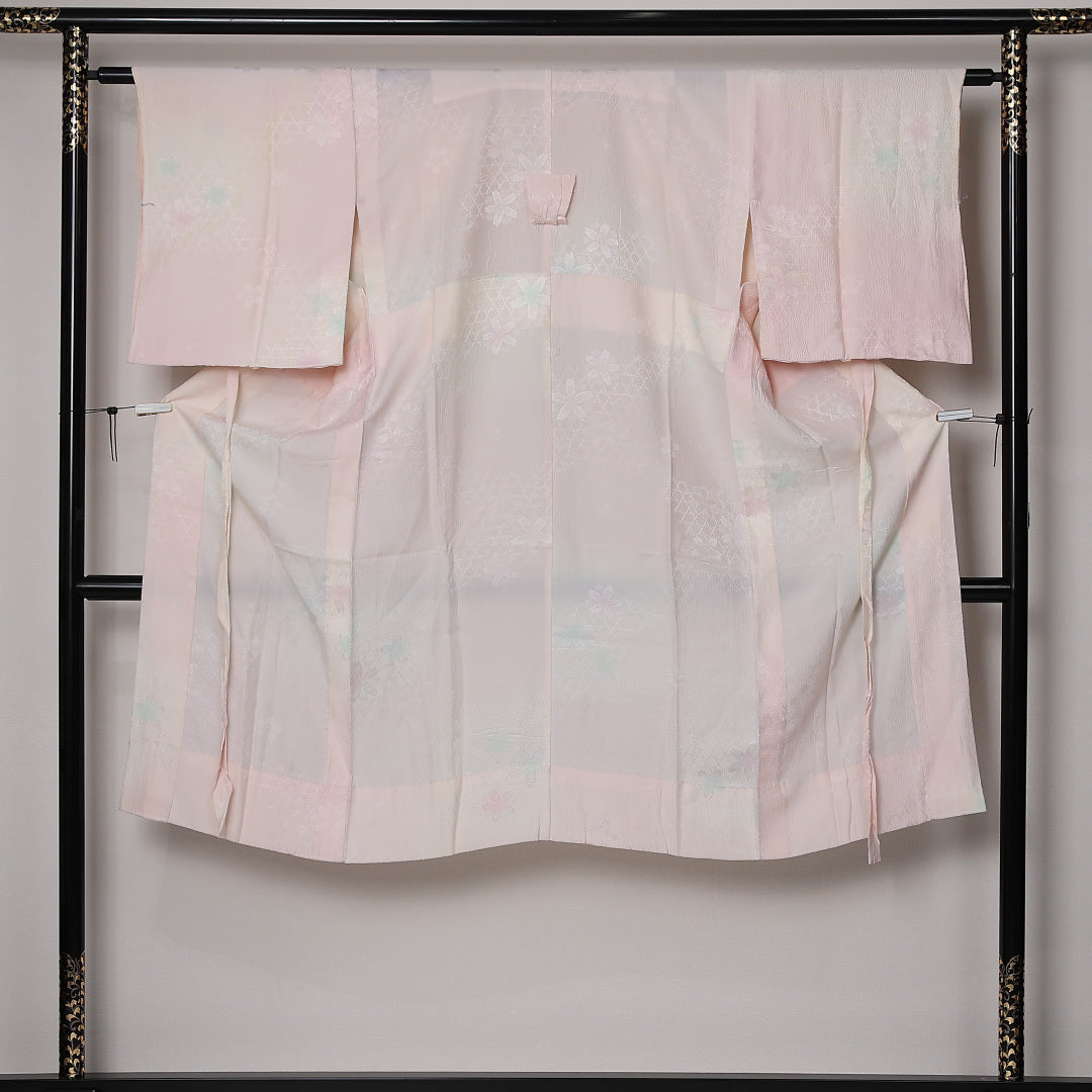 長襦袢 無双袖 身丈125cm 裄丈62cm 正絹 Sランク Mサイズ 桜 ピンク系 RP 1239-12698
