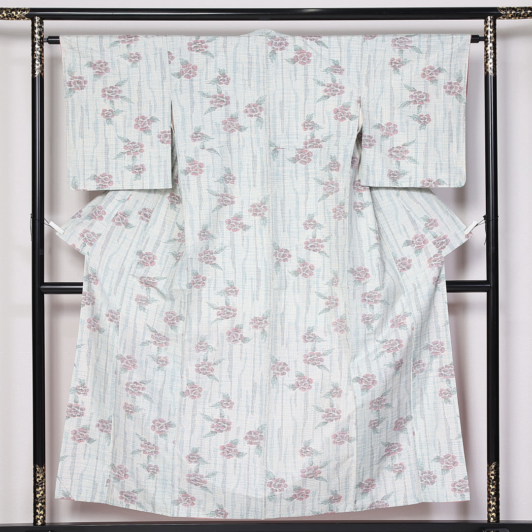 付下げ　臙脂　美品　裄長め 中古・リサイクル 紬（真綿紬）】 袷 身丈154cm 裄丈63cm 正絹 A