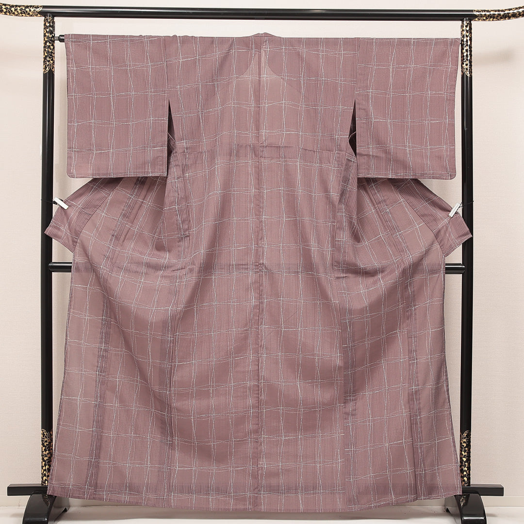 小紋 ピンク系 ポリエステル 夏物 創作柄 1221-17124 背面全体