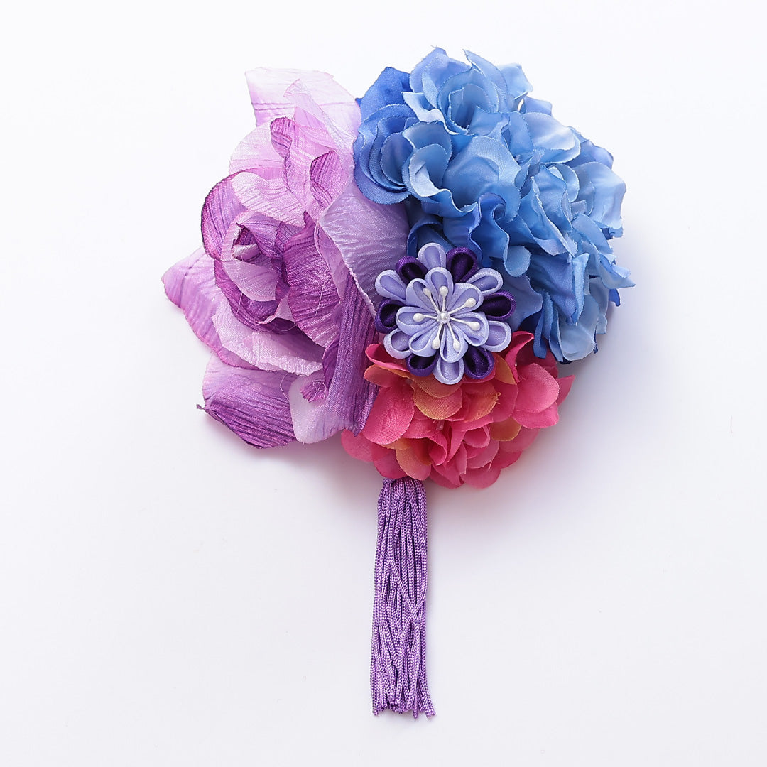 新古品 髪飾り Nランク 浴衣 成人式 卒業式 青系 1237-00103