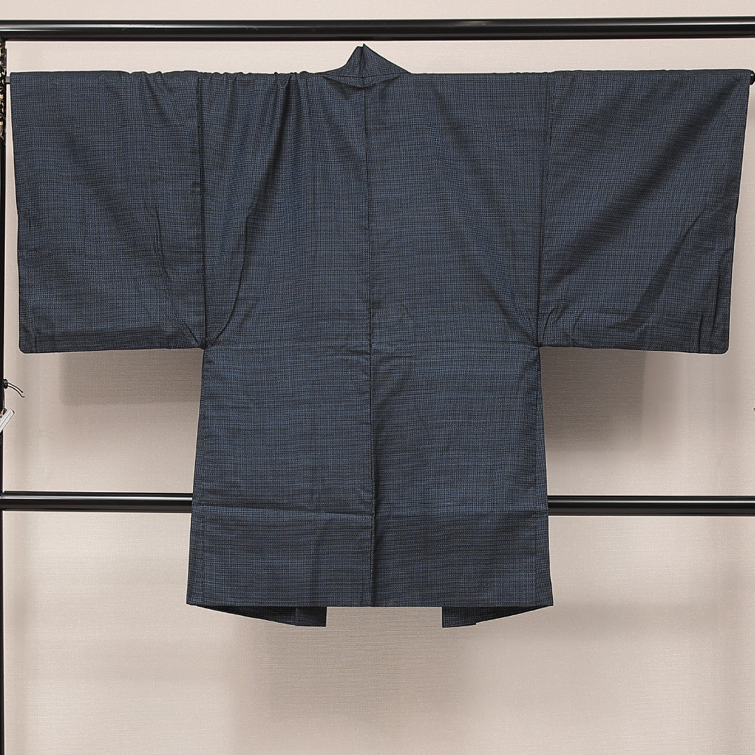 羽織 男性用 紺系 正絹 袷 亀甲 1235-17167 背面全体
