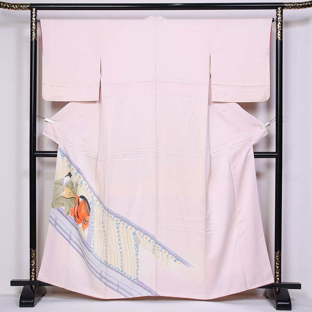 訪問着 身丈161cm 裄丈65cm 正絹 Aランク 袷 広衿 琵琶 平安絵巻 1212-10226