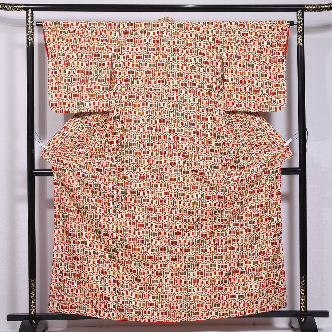 紬 着物 中古 正絹 袷 落款 ためらわ 身丈160.5cm M A1048-14