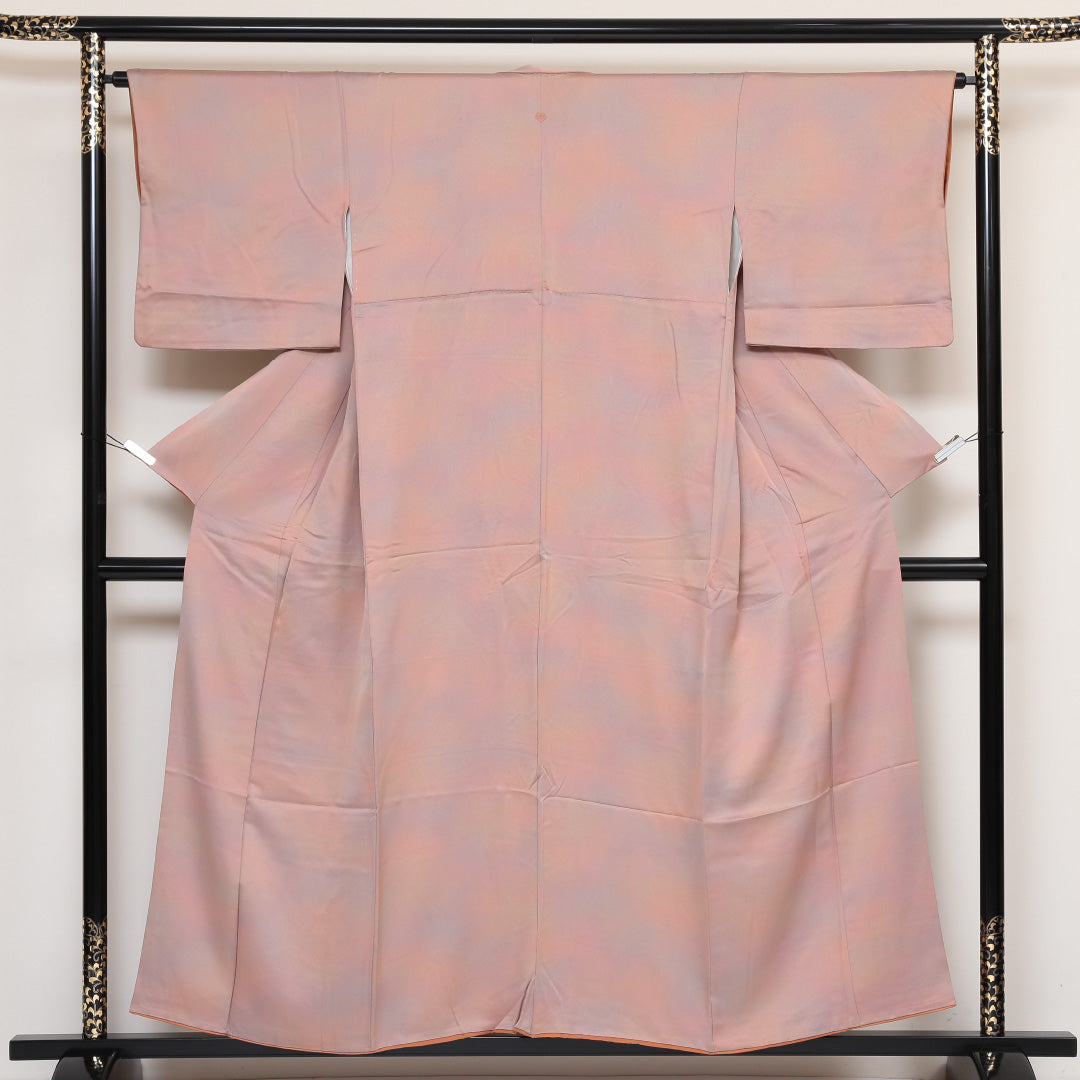 小紋 袷 身丈155cm 裄丈64cm 正絹 Aランク Mサイズ 広衿 一つ紋(蔦) セミフォーマル 無地 ぼかし染 グラデーション系 1215-01633