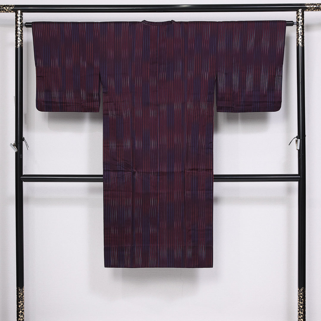 洗える着物 道行コート 袷 身丈123cm 裄丈63cm ポリエステル Sランク セミフォーマル Sサイズ ポケットあり 縞 紫系 RP 1237-10600