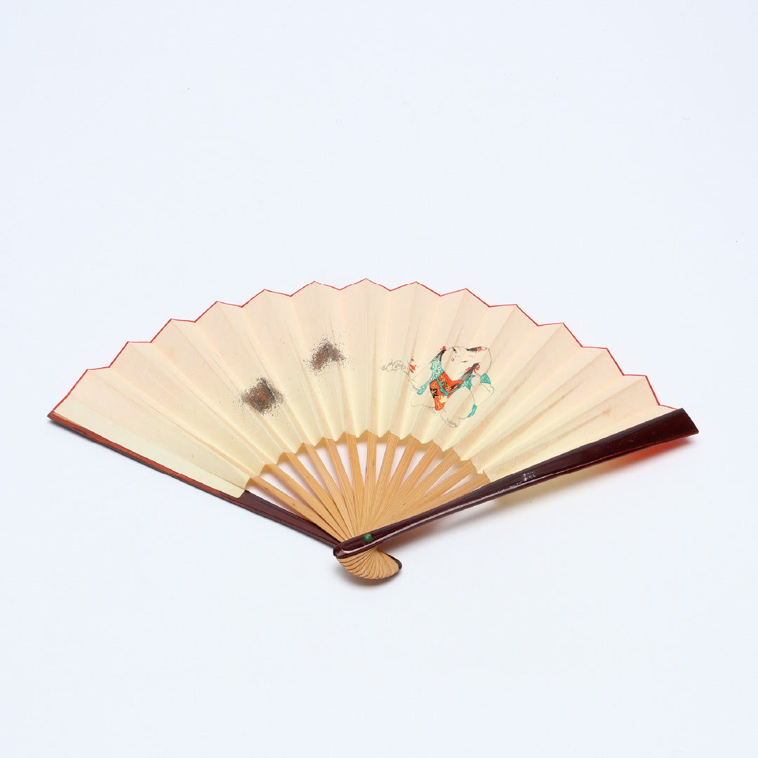 扇子 紙扇子 カジュアル 竹製 紙 Aランク 和装小物 クリーム系 朱系 1240-00599