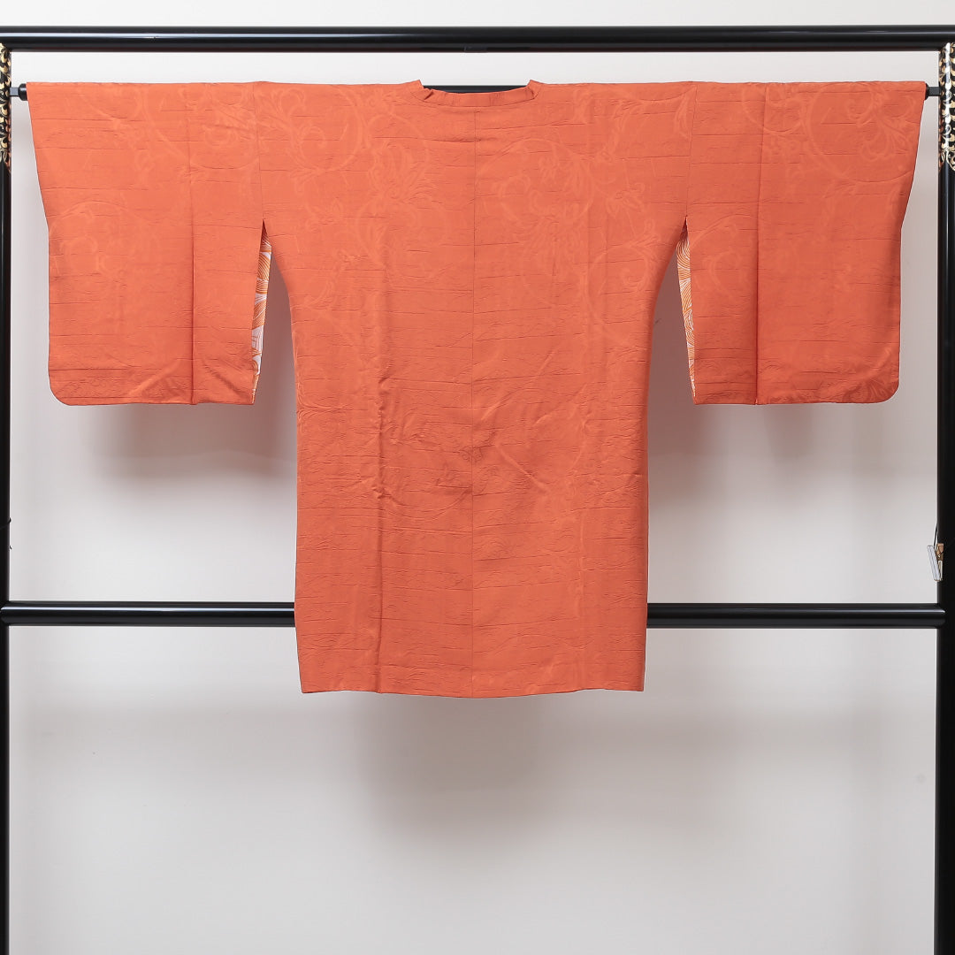 道行コート 身丈89.5cm 裄丈64cm 正絹 Sランク M 朱系 1217-00389