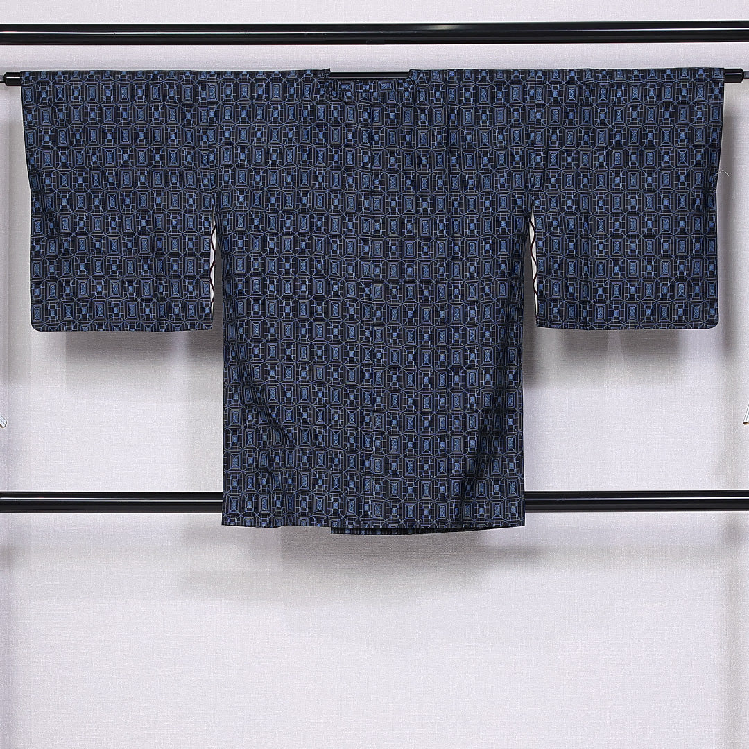 道行コート 身丈83cm 裄丈64cm M 正絹 Sランク 袷 紬 蜀江 1263-10736