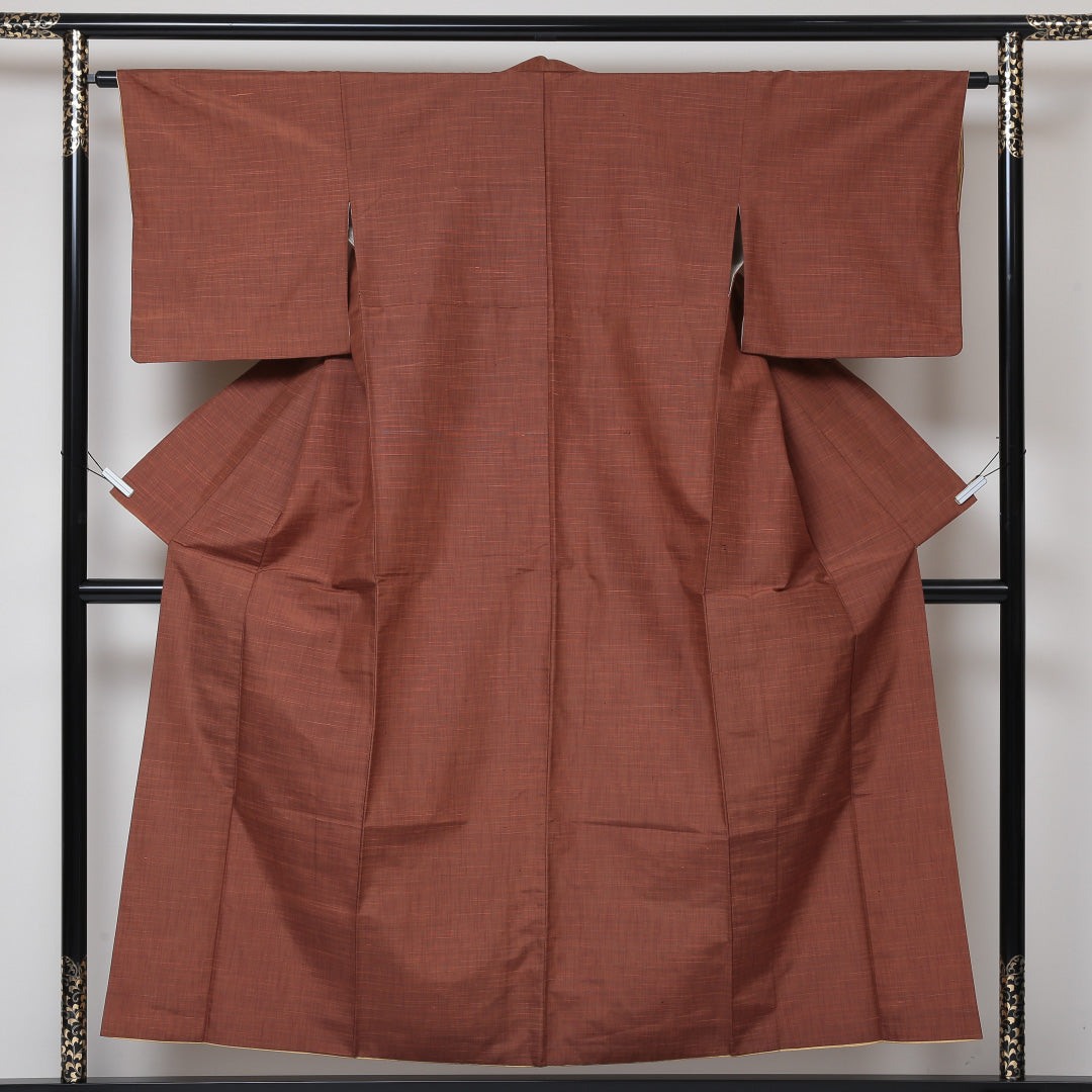 紬 袷 身丈153cm 裄63cm 正絹 茶系 Aランク 1216-00575-3214 1216-00575