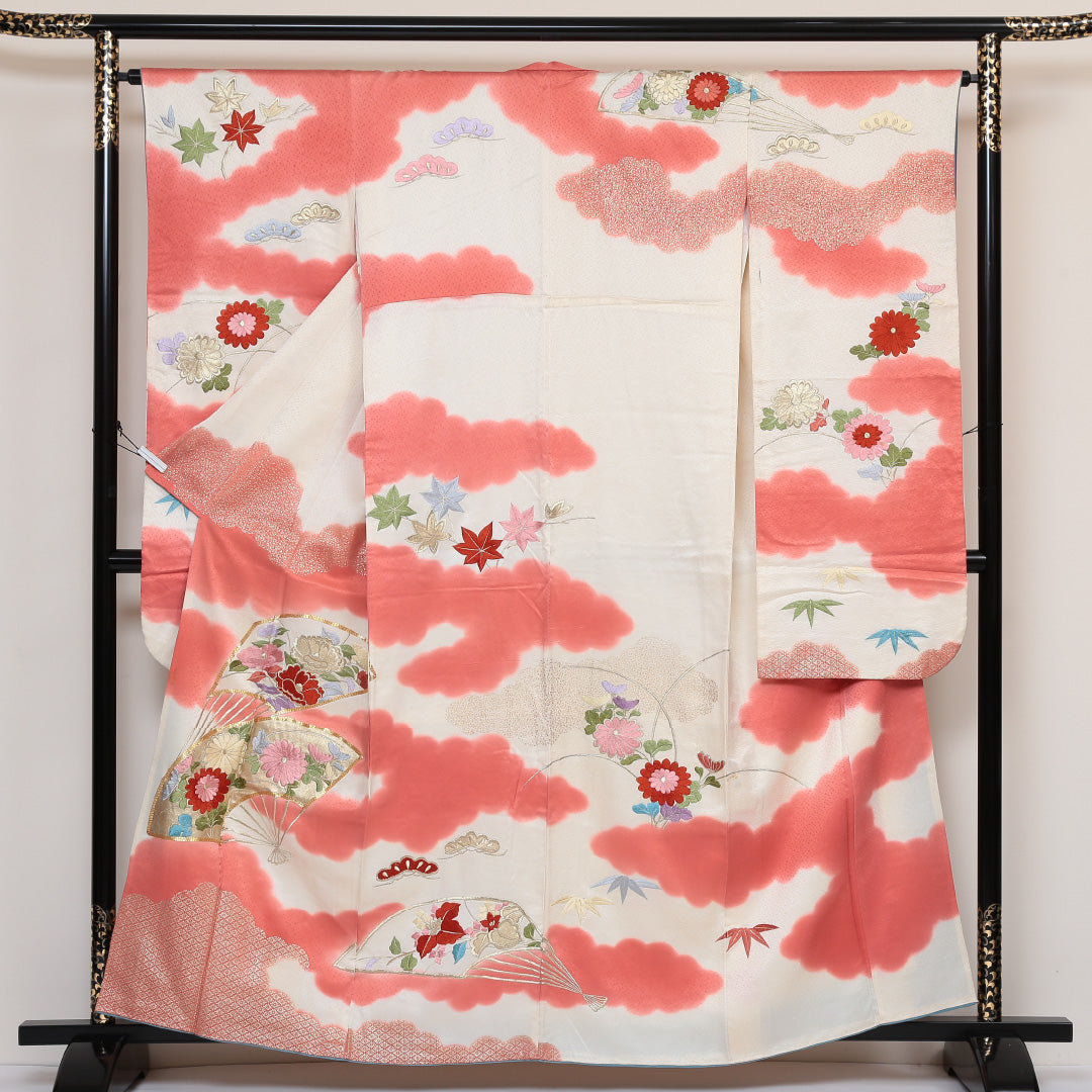 振袖 身丈160cm 裄丈64.5cm Cランク 袷 正絹 広衿 金駒刺繍 唐織 刺繍 1213-F0048