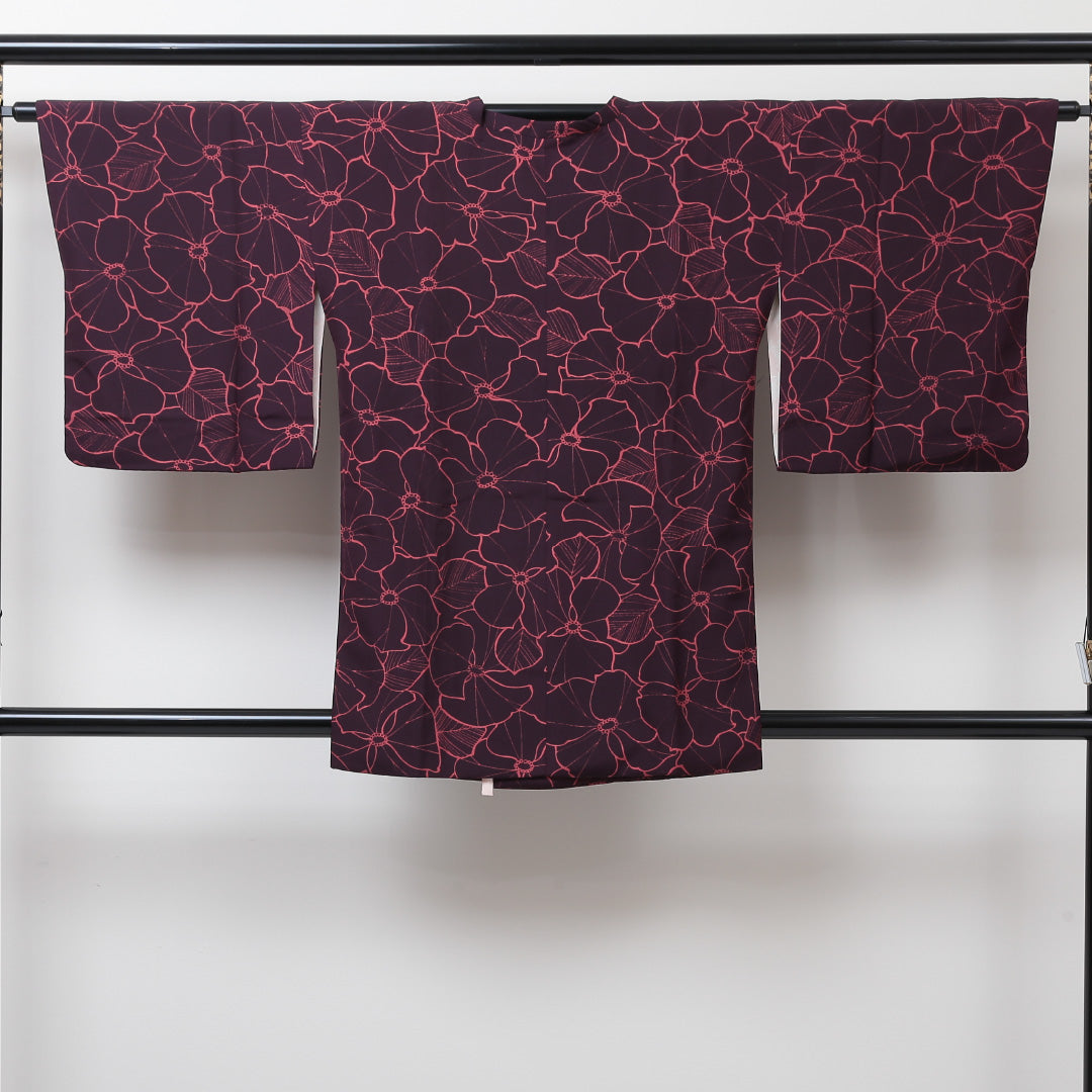 道行コート 袷 身丈87cm 裄丈62cm 正絹 Aランク セミフォーマル Sサイズ 創作柄 紫系 HP 1237-05713