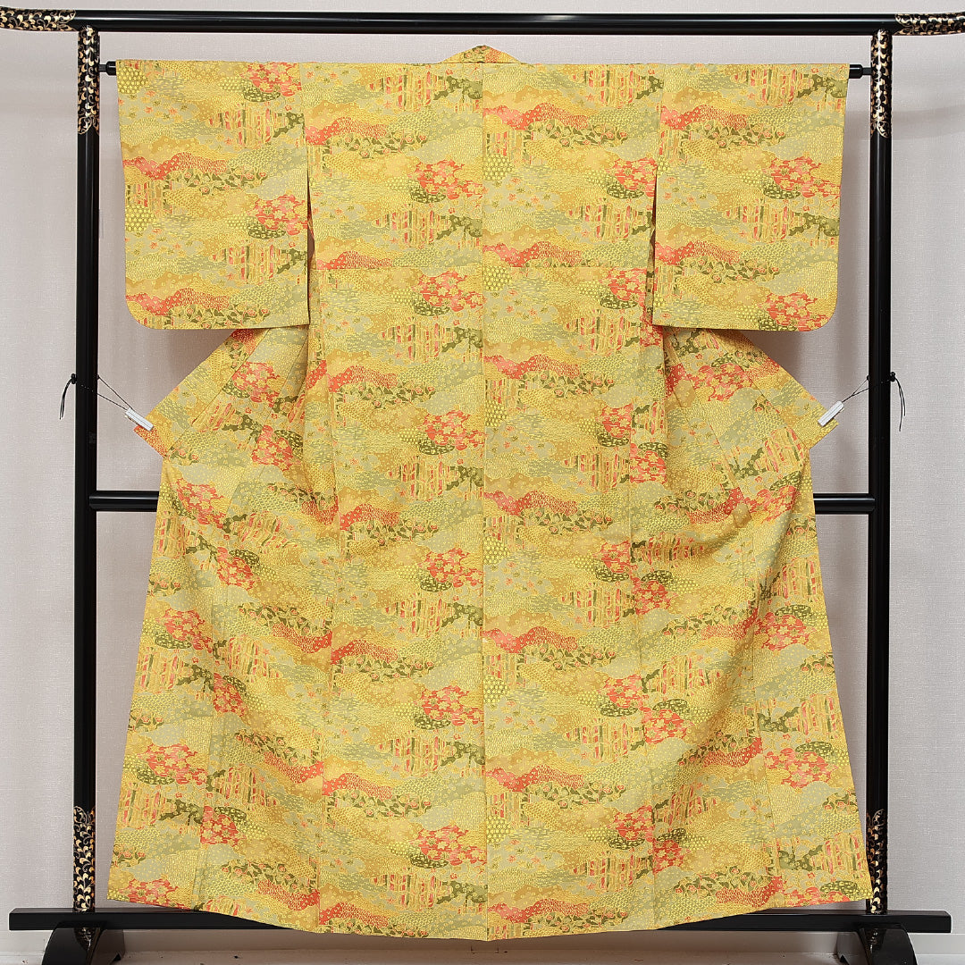 中古・リサイクル 小紋】 単衣 洗える着物 身丈160cm 裄丈62cm S