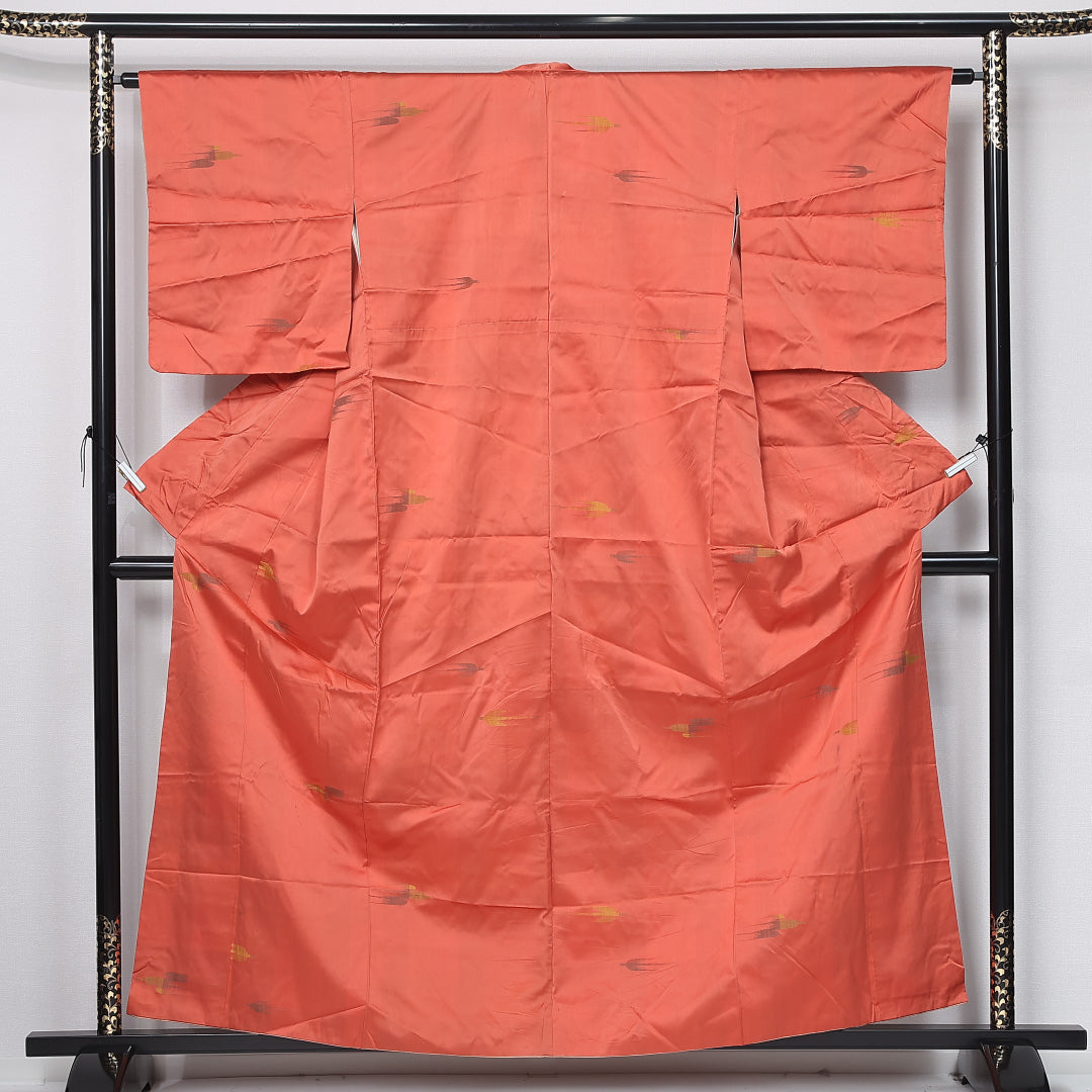 小紋 袷 身丈158cm 裄丈63cm 正絹 Bランク インフォーマル 広衿 Mサイズ 燕 朱系 GP 1221-11933