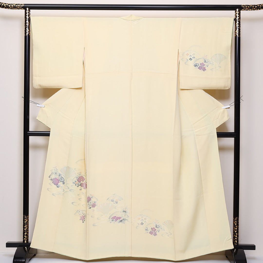 訪問着 袷 身丈162cm 裄67cm 正絹 梅 銀杏 流水 Cランク 1212-00702